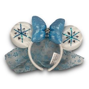 Disney Parks Frozen Minnie Mouse Ears With Veil Elsa Official Blue White